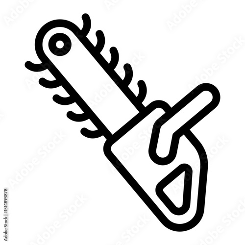 Chainsaw with hand handle line icon, forest industry concept. Vector graphics. Wood work equipment, wood sawing sign on white background, style mobile or design.
