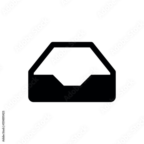 vector illustration of Empty Inbox, A simple, black silhouette of an empty inbox tray, representing an empty mailbox, cleared tasks, or the absence of new items.