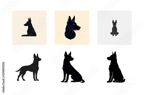 German Shepherd Dog Silhouettes in Various Poses