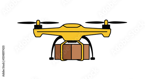 Vector of a drone carrying a package on transparent background