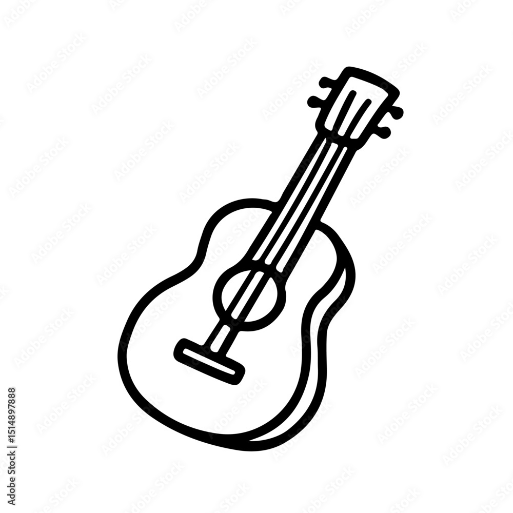 Fototapeta premium Guitar icon vector illustration, perfect for music apps and educational materials. Minimalist line design, suitable for musical themes and creative projects. Scalable and editable.