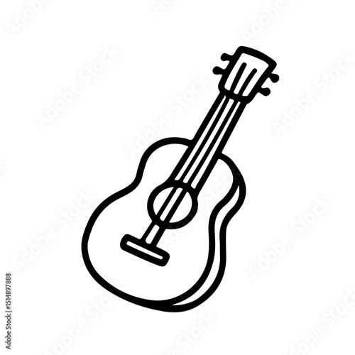 Guitar icon vector illustration, perfect for music apps and educational materials. Minimalist line design, suitable for musical themes and creative projects. Scalable and editable.