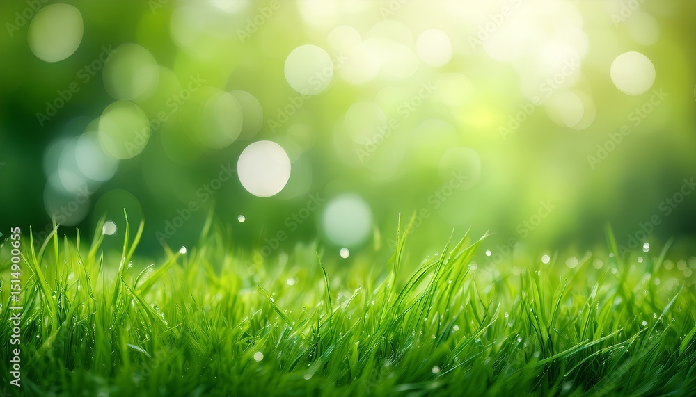 Obraz premium fresh green grass on blurred background with copy space