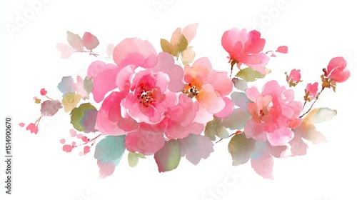 Wallpaper Mural abstract watercolor Romantic Pink Rose Flowers Arrangement. Isolated Clipart Illustration for Wedding Decoration background. Torontodigital.ca