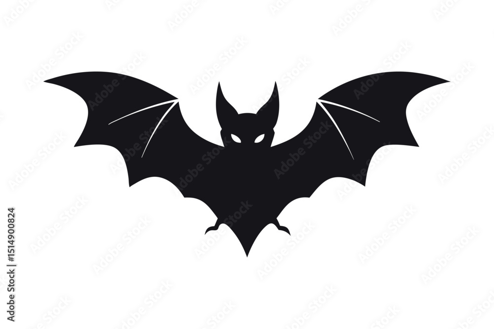 Fototapeta premium Simple Bat Silhouette Icon Design for Halloween or Wildlife Projects