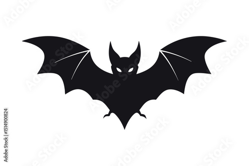 Simple Bat Silhouette Icon Design for Halloween or Wildlife Projects