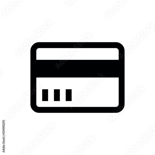 Credit Card Icon, a simplified black credit card illustration, represents electronic payment methods, digital wallets, or banking apps.