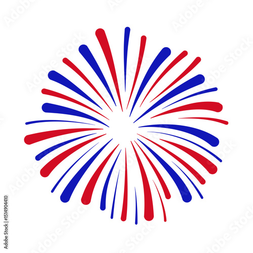 Fireworks Fourth of July. Fireworks with a red and blue stars and sparks . United states of america independence day fireworks. Vector Illustration