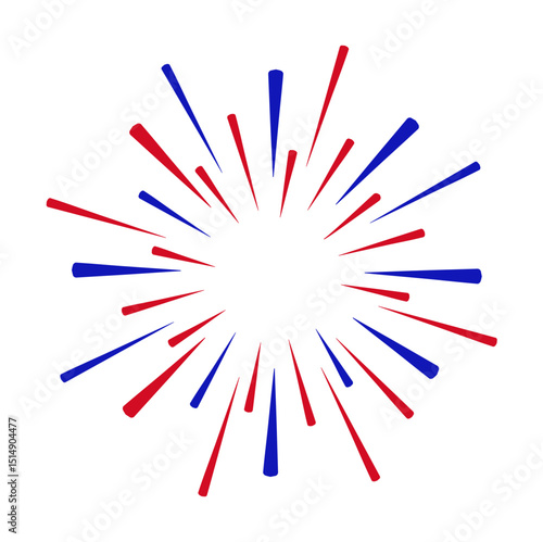 Fireworks Fourth of July. Fireworks with a red and blue stars and sparks . United states of america independence day fireworks. Vector Illustration