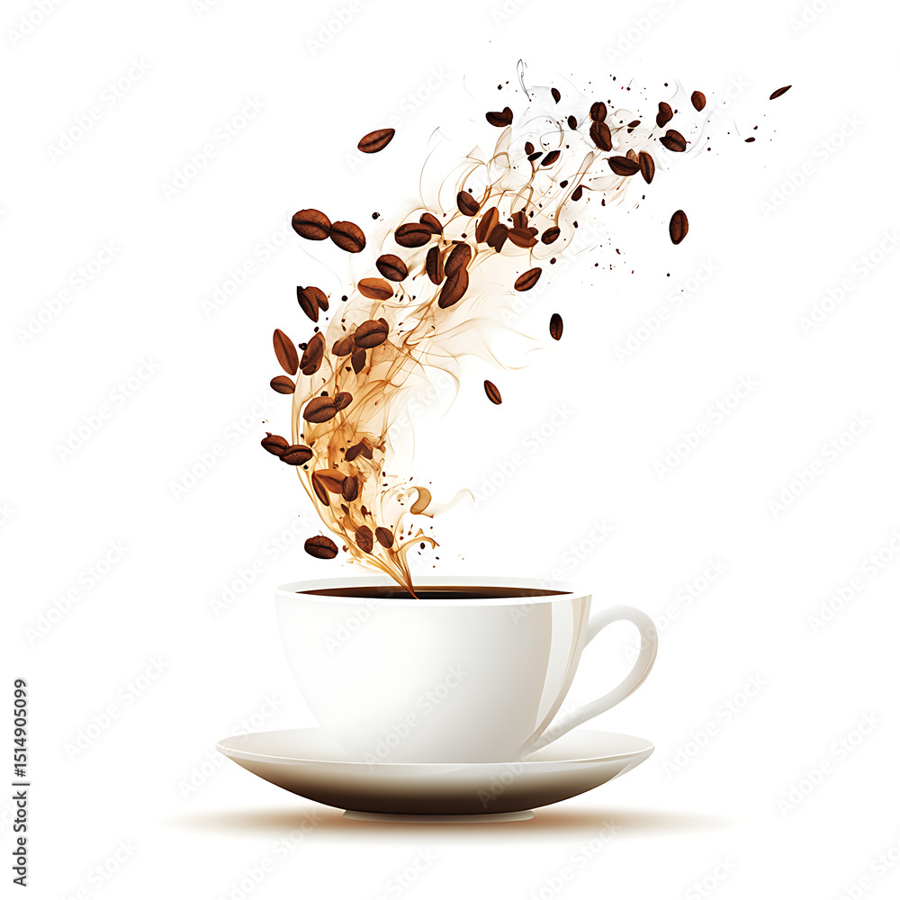 Fototapeta premium Realistic and artistic illustrations of coffee beans, brewing equipment, coffee cups, baristas, coffee farms, roasting processes, and café scenes