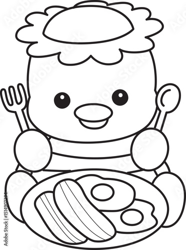 Lineart of Kawaii japanese mythology Kappa sticker cute.
Coloring book of Cute kappa mascot ghost japanese.