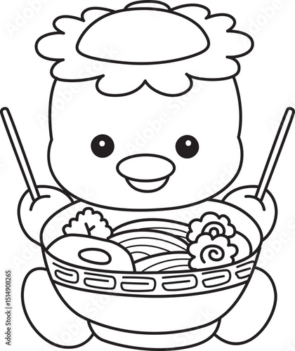 Lineart of Kawaii japanese mythology Kappa sticker cute.
Coloring book of Cute kappa mascot ghost japanese.
