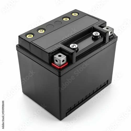 black motorcycle battery isolated on white background