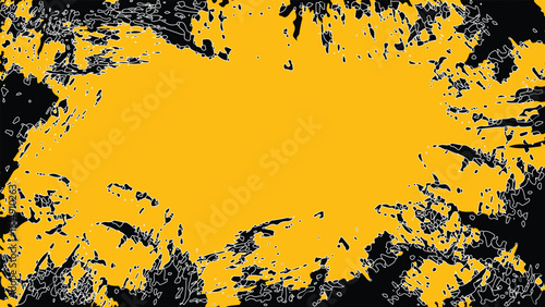 Abstract background vector line free-style made from paint brush and expand brush to free form line. yellow base and black brush color