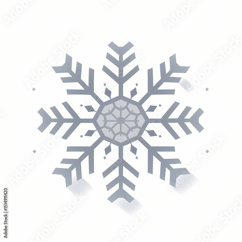 Snowflake Serenity: A pristine snowflake, symbol of winter's delicate artistry, gracefully rendered against the tranquil canvas of a pure backdrop, evoking the silent beauty of a snowy day.