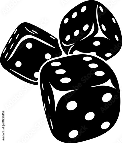 Three dices with black dots 