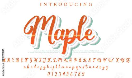 Maple Font Stylish brush painted an uppercase vector letters, alphabet, typeface