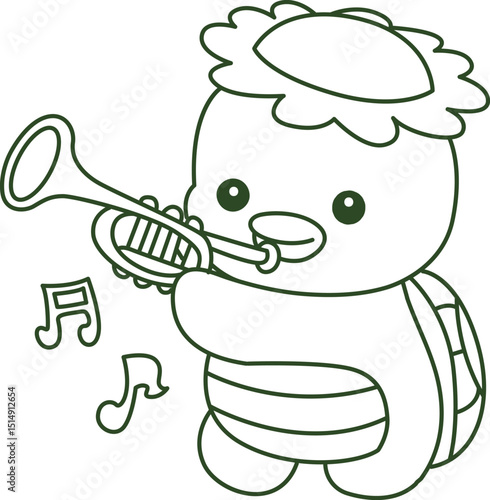 Outline of Kawaii japanese mythology Kappa sticker cute.
Coloring pages of Cute kappa mascot ghost japanese.