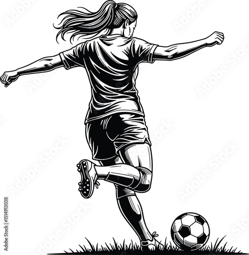 Female soccer player football sports silhouette vector illustration