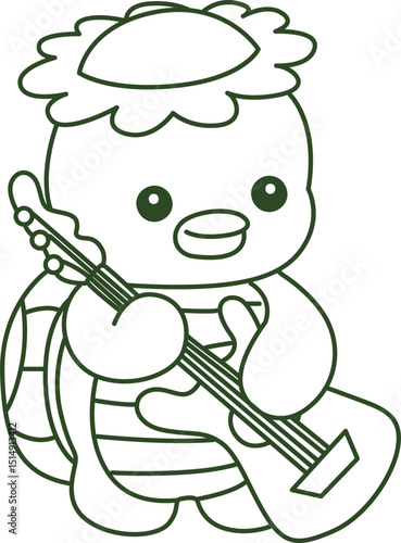 Outline of Kawaii japanese mythology Kappa sticker cute.
Coloring pages of Cute kappa mascot ghost japanese.