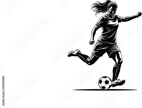 Female soccer player football sports silhouette vector illustration