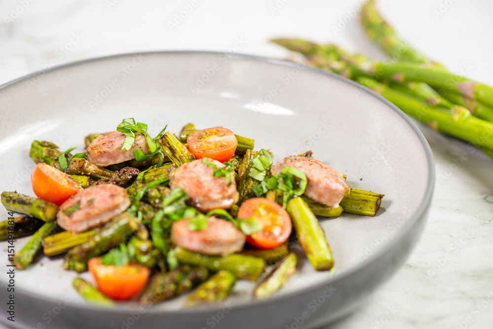 Green asparagus with Salsiccia Green asparagus with Salsiccia