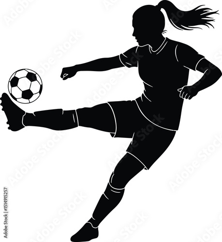 Female soccer player football sports silhouette vector illustration