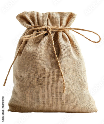 Fabric pouch on transparent background. Commonly used for storage or transport.