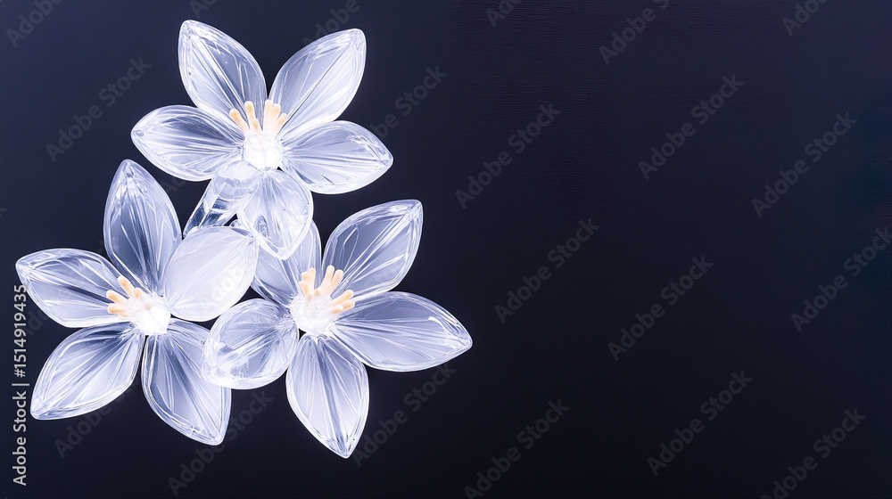 Fototapeta premium Translucent Floral Arrangement on Dark Background