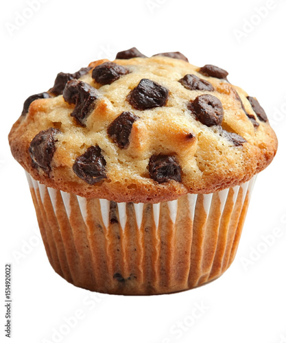 Muffin on transparent background. A small domed spongy cake made from batter.