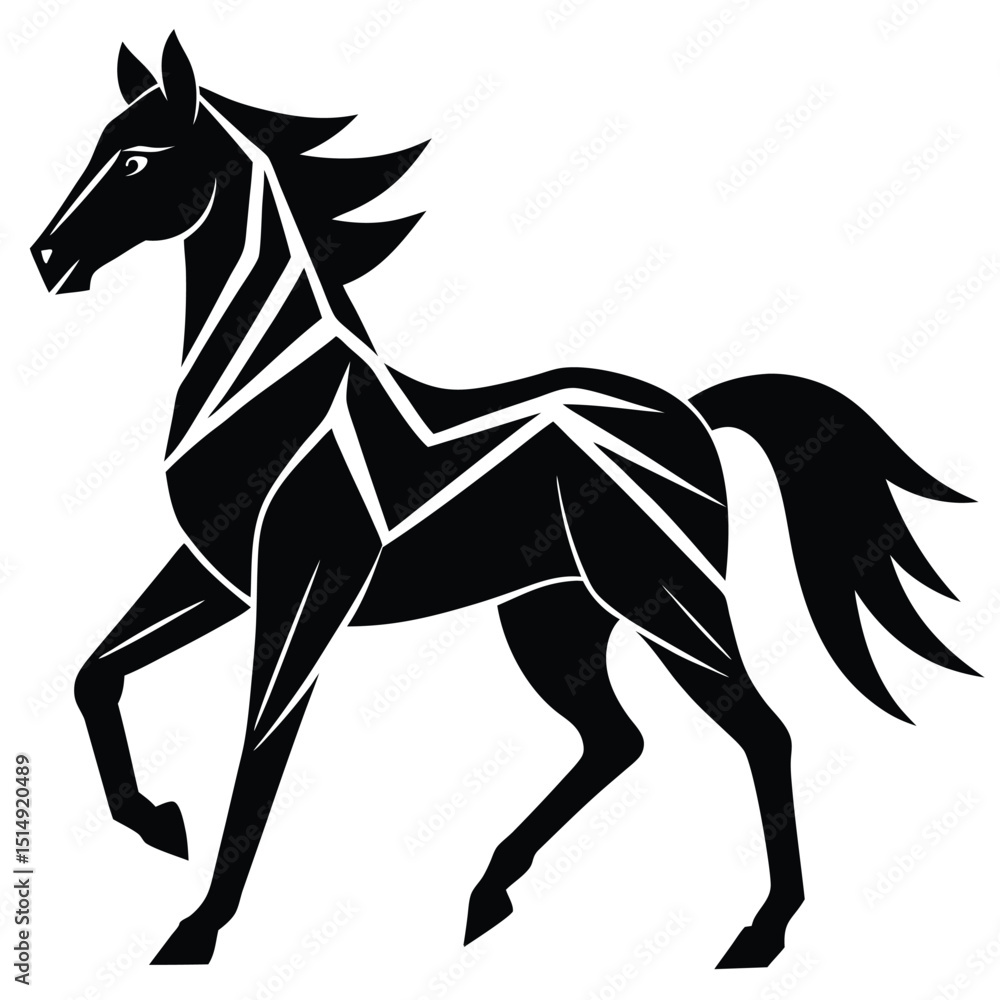 Obraz premium Horse Silhouette Majestic Black Illustration