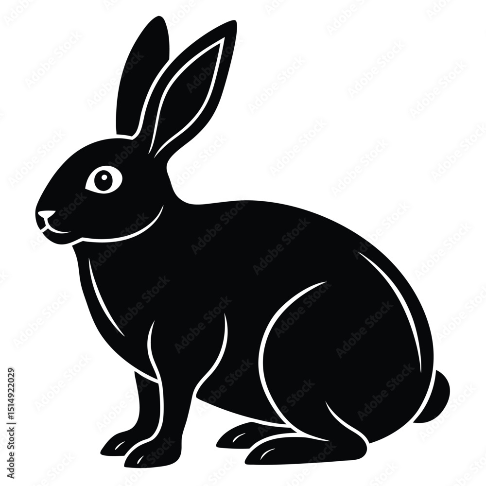 Obraz premium Minimalist Black Rabbit Silhouette Clean Design