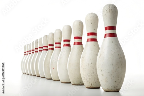 A vibrant 3D illustration of a bowling ball striking ten pins in a dynamic, isolated sport concept