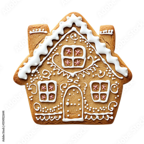christmas gingerbread house isolated on transparent background, clipping path, png file