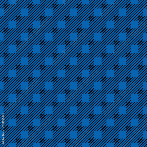 Seamless vector pattern with blue background featuring black and white line dots. Modern, minimal, and stylish texture ideal for fabric, digital art, wallpaper, and packaging design.