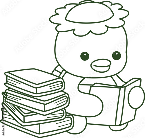 Outline of Kawaii japanese mythology Kappa sticker cute.
Coloring pages of Cute kappa mascot ghost japanese.