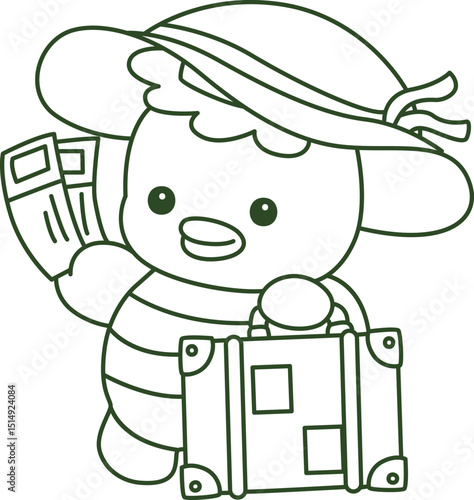 Outline of Kawaii japanese mythology Kappa sticker cute.
Coloring pages of Cute kappa mascot ghost japanese.