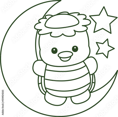 Outline of Kawaii japanese mythology Kappa sticker cute.
Coloring pages of Cute kappa mascot ghost japanese.