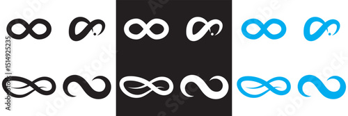 Infinity icon. black, white and blue infinity.  Vector for websites, mobile interfaces, presentations, banner, visual branding etc. Vector illustration. EPS 10