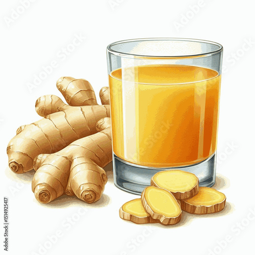 Fiery Gold Wash ginger juice isolated watercolor vector illustration svg