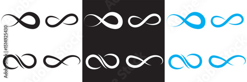 Infinity icon. black, white and blue infinity.  Vector for websites, mobile interfaces, presentations, banner, visual branding etc. Vector illustration. EPS 10