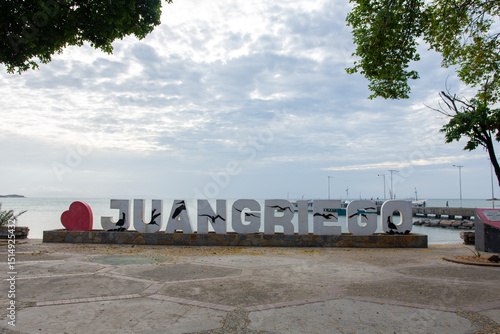 Juan Griego Sign at Isla Margarita, Venezuela. The main activity of the town is tourism