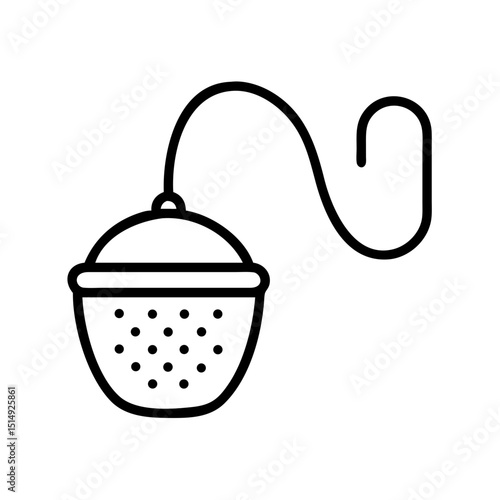 Tea Infuser Outline Icons Herbal Minimal Drink Line Style