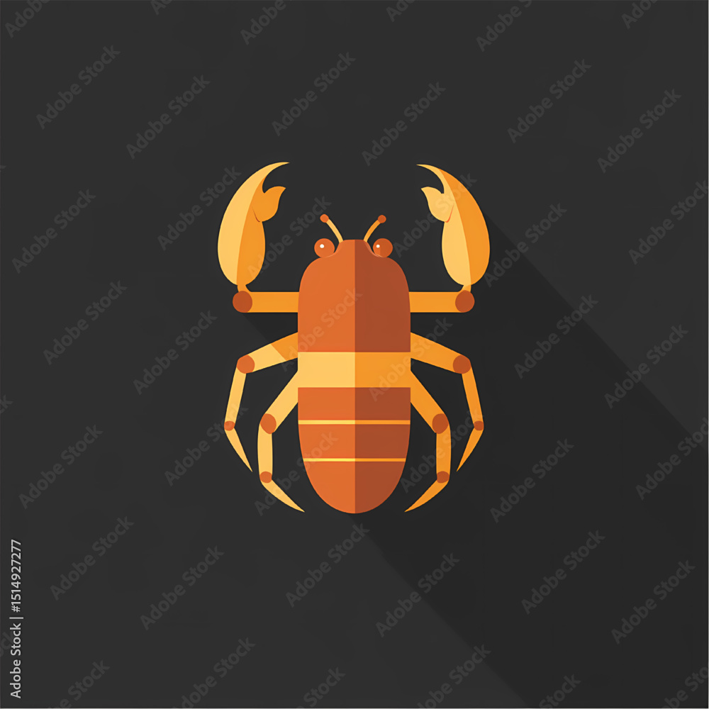 Obraz premium Mysterious Scorpion Emblem: A stylish and modern scorpion icon. This flat design captures the essence of strength, resilience, and mystery in a visually captivating emblem.