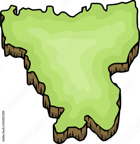 Ilustrasi Peta Kartun Isometrik Pulau Jakarta, Kepulauan Indonesia