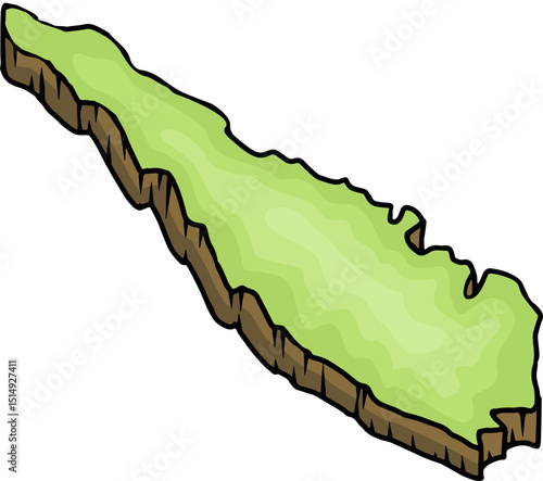 Ilustrasi Peta Kartun Isometrik Pulau Sumatera, Kepulauan Indonesia