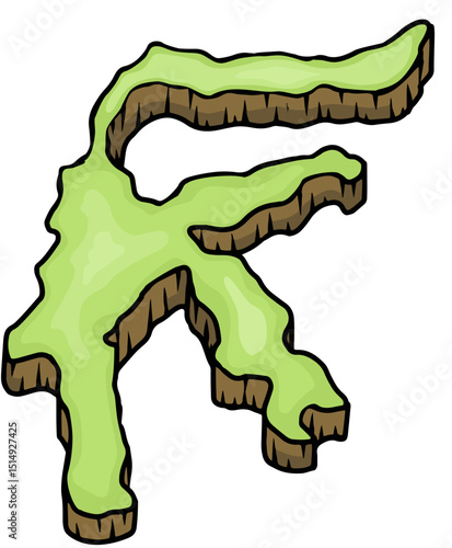 Ilustrasi Peta Kartun Isometrik Pulau Sulawesi, Kepulauan Indonesia