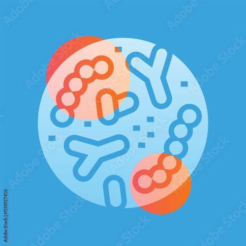 Gut microbiome  glassmorphism illustration.