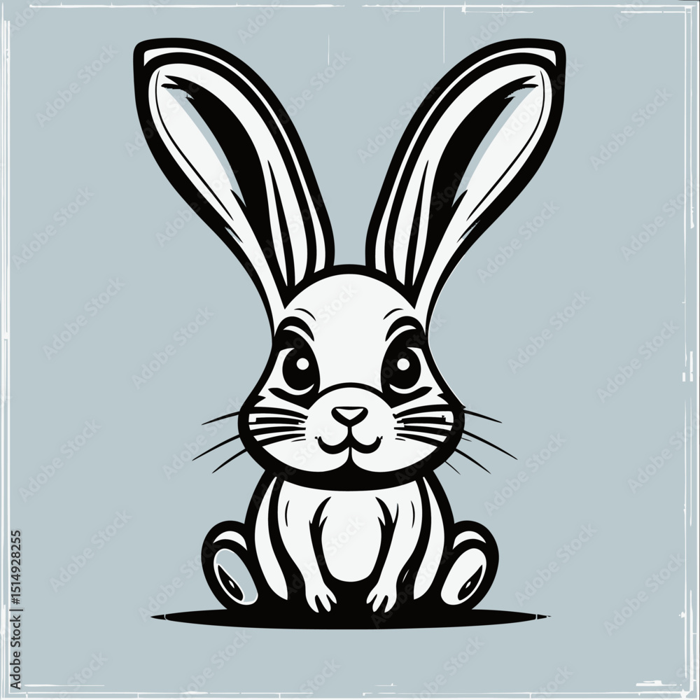 Obraz premium A Whimsical Monochrome Drawing Of A Bunny With Floppy Ears On A Simple Textured Background