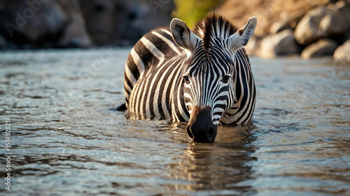 zebra in river